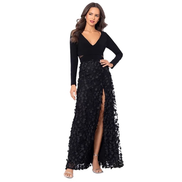 NWT Xscape Mesh-Cutout Flower Gown - size 16 - Picture 1 of 7